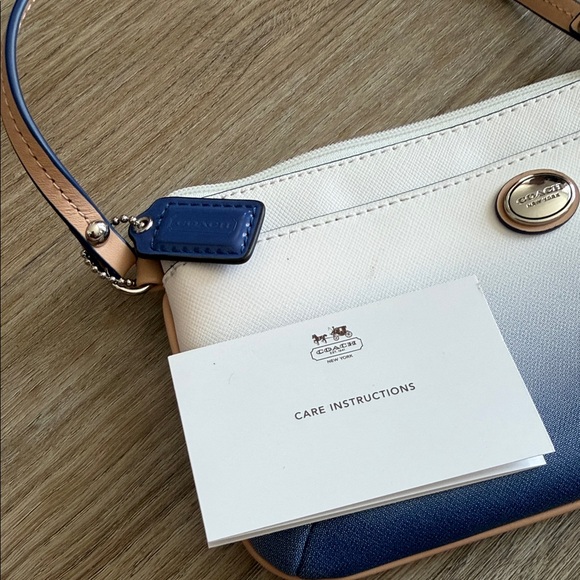 Coach Ombre Blue and Cream Wristlet - Picture 2 of 4